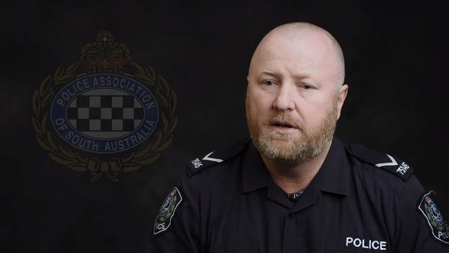 Brevet Sergeant Jason Smith: “There are too many families, officers, that are suffering at the hands of how lenient the courts have been.” Picture: Police Association of South Australia