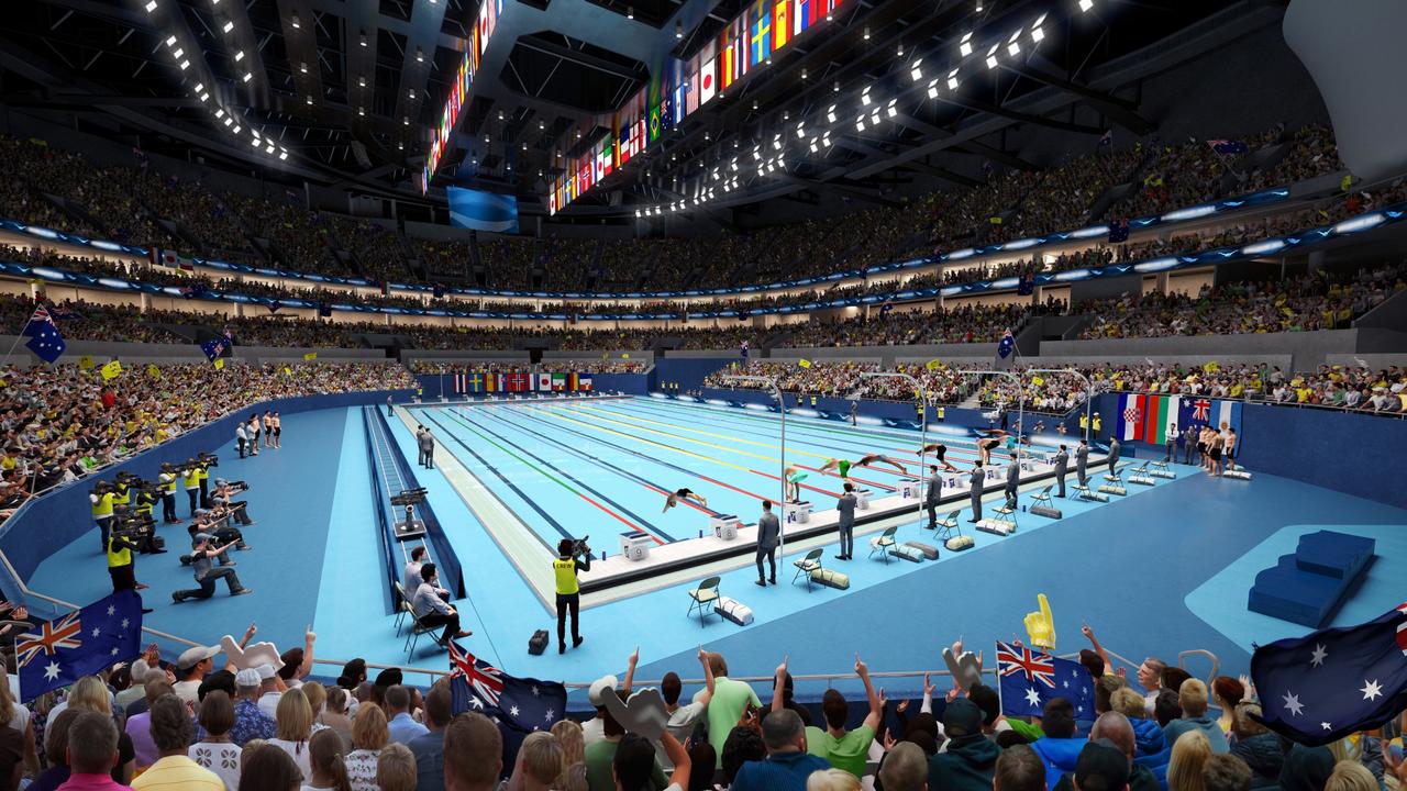 An artist’s impression of the Brisbane 2032 Olympic Games pool.