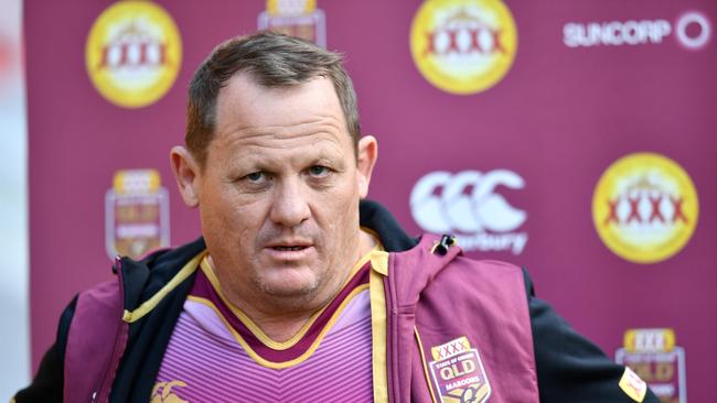 Queensland Coach Kevin Walters faces the media before the Queensland State of Origin team's final training session at Suncorp Stadium in Brisbane, Tuesday, July 11, 2017. The Queensland Maroons will take on the New South Wales Blues in the third and deciding State of Origin match on July 12, 2017. (AAP Image/Darren England) NO ARCHIVING