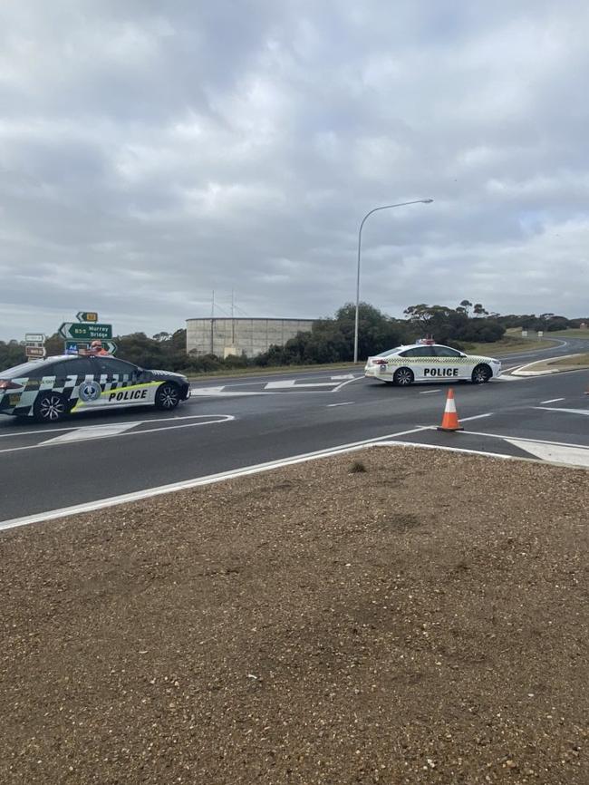 A motorcyclist has been flown to hospital after colliding with a car on the Old Princes Highway at White Hill near Murray Bridge. Picture: Dixie Sulda