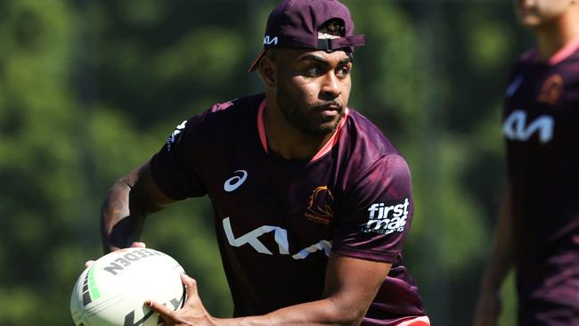 Ezra Mam during Brisbane Broncos training from Red Hill. Picture: Zak Simmonds