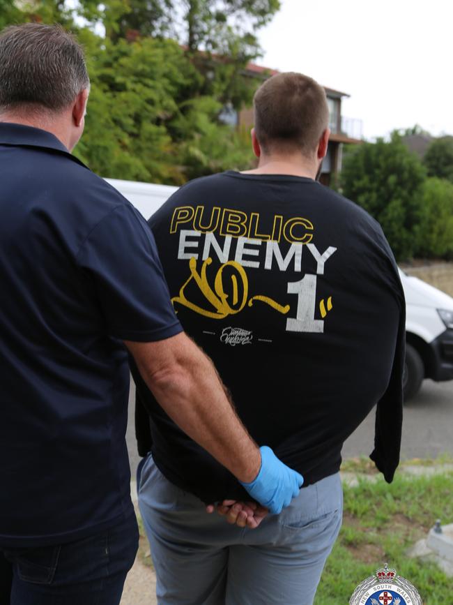 A man arrested during a raid by Strike Force Pallamana detectives in the Hunter Valley. NSW Police.