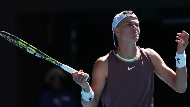 Holger Rune goes close to losing his cool against Yoshihito Nishioka Picture: Getty Images