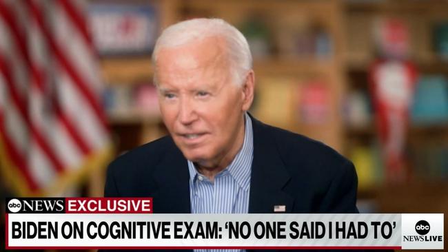 Speaking to Good Morning America co-anchor George Stephanopoulos, Mr Biden said he performed poorly because he was “feeling terrible” and had “a really bad cold”. Picture: ABC