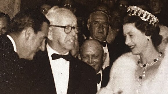 Queen Elizabeth greeting Asher Joel at the Sydney Showground in 1963. Supplied by Alexandra Joel.