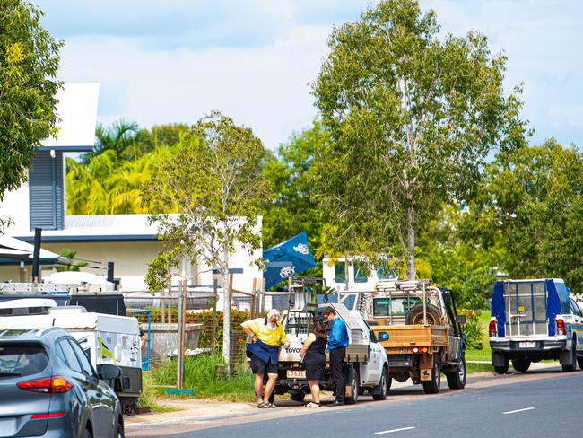 Worksafe NT and the police investigate an incident at a worksite in Bayview.Picture: Che Chorley