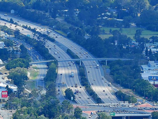 Chopper.Aerial shots of the M1 Pacific Highway between Gold Coast and Brisbane.Picture: NIGEL HALLETT