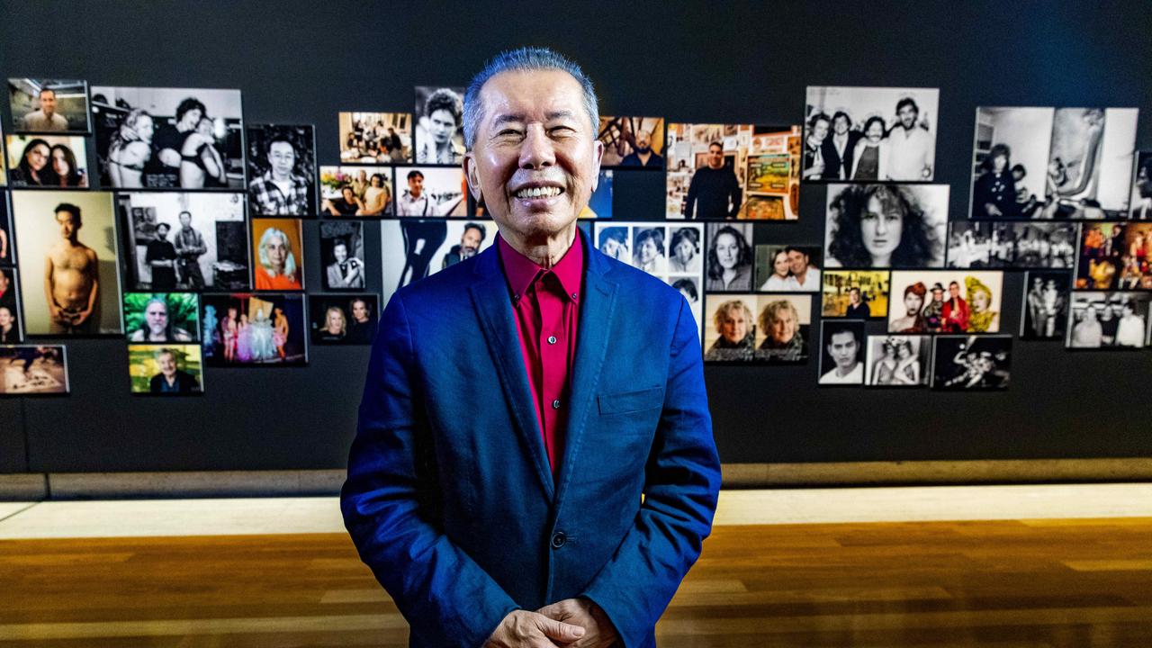 Photographer William Yang at his 'Seeing &amp; being seen' exhibition at Queensland Art Gallery, Friday, March 26, 2021 – Picture: Richard Walker