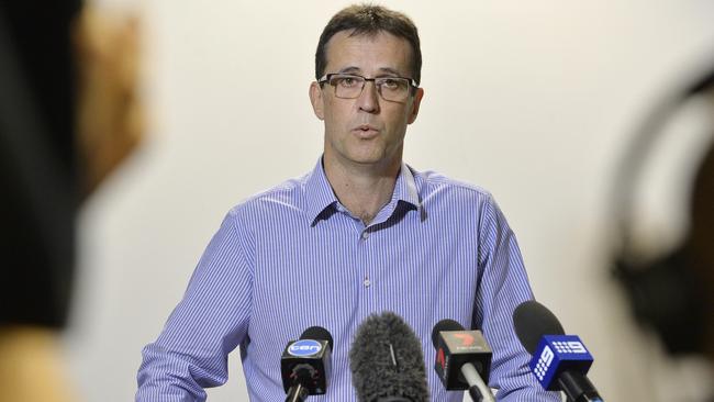 Sybrandt van Dyk addresses the media in June over the release of Macmahon staff taken hostage in Nigeria.