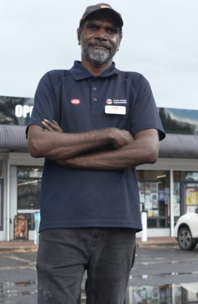 Foundation 2 Future participant Angus Paddy now working at the IGA. Picture: Saltbush NT