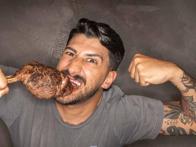 Ms Jackson Restaurant & Bar manager, Francesco D’alterio, tucks into a steak. Picture: Tony Gough