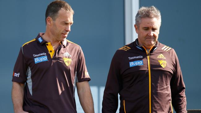 Alastair Clarkson and Chris Fagan during their time together at Hawthorn. Picture: Michael Willson/AFL Media