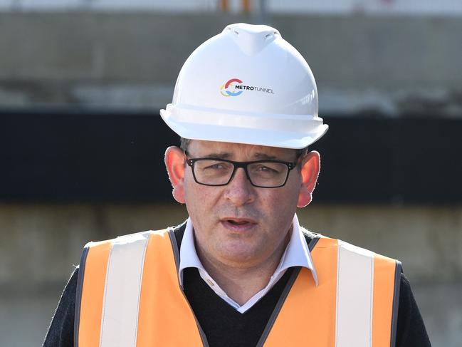 MELBOURNE, AUSTRALIA - NewsWire Photos JUNE 28, 2021: Victorian Premier Daniel Andrews tours the Arden Metro Station in North Melbourne on his first day back at work after suffering a serious spinal injury in March. Picture: NCA NewsWire / Andrew Henshaw