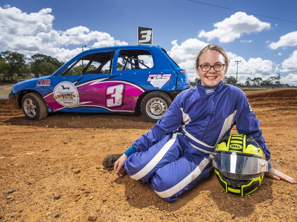 Chloe Lebeter competes in Speedway racing. Picture: Lachie Millard