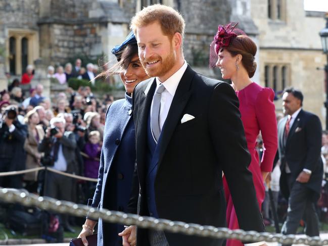 Meghan and Harry revealed they were expecting their first child at the wedding of Princess Eugenie of York and Jack Brooksbank … and it did not go down well. Picture: AFP