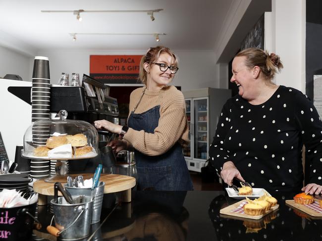 Courtyard Cafe owner Karen Williams (right) with employee Natassja Allen. Picture: Jonathan Ng