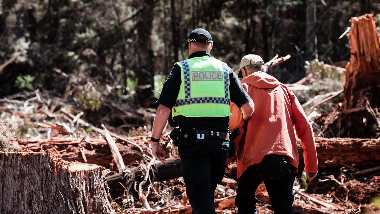 Bob Brown was arrested while protesting the logging of swift parrot habitat in 2022. Picture: Bob Brown Foundation