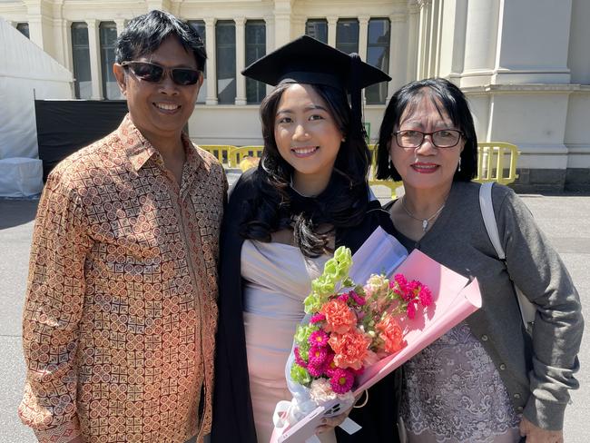 Maria Angelica graduates with a Master of Management at the 2024 University of Melbourne graduations. Picture: Himangi Singh