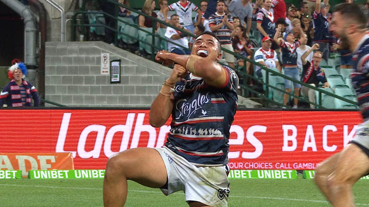 Sio Siua Taukeiaho was huge for the Roosters against the Dragons.