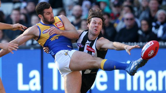 Jack Darling kicking a goal against Collingwood. Picture: Michael Klein