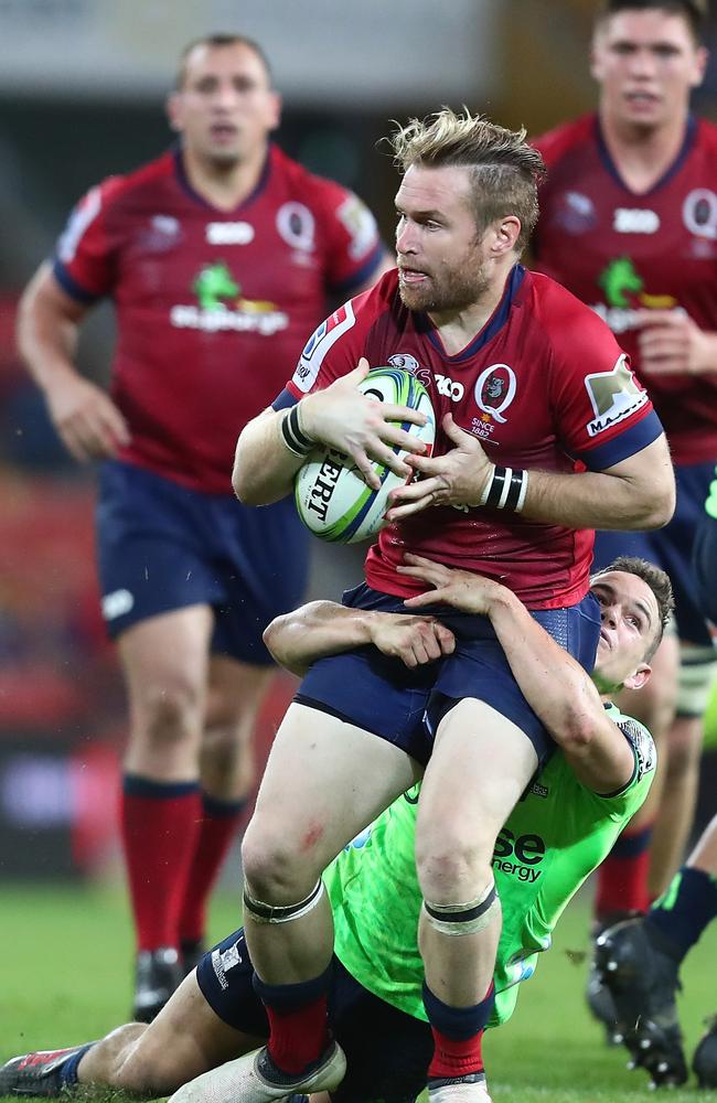 Ben Lucas playing for Reds in a Super Rugby match against Highlanders at Suncorp Stadium 2018. Picture: Chris Hyde/Getty Images