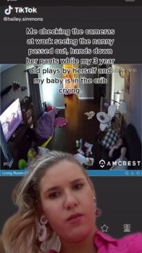 Mum checks nanny cam and sees babysitter asleep