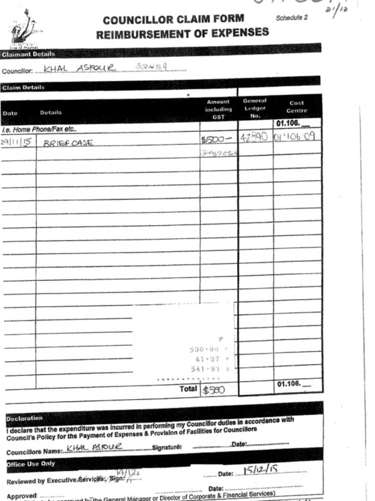 Mr Asfour made a $500 claim for a briefcase in 2015. Picture: NSW parliament