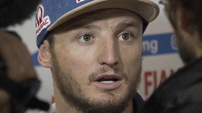 DOHA, QATAR - FEBRUARY 25: Jack Miller of Australia and Alma Pramac Racing speaks with journalists during the MotoGP Tests - Day Three at Losail Circuit on February 25, 2019 in Doha, Qatar. (Photo by Mirco Lazzari gp/Getty Images)