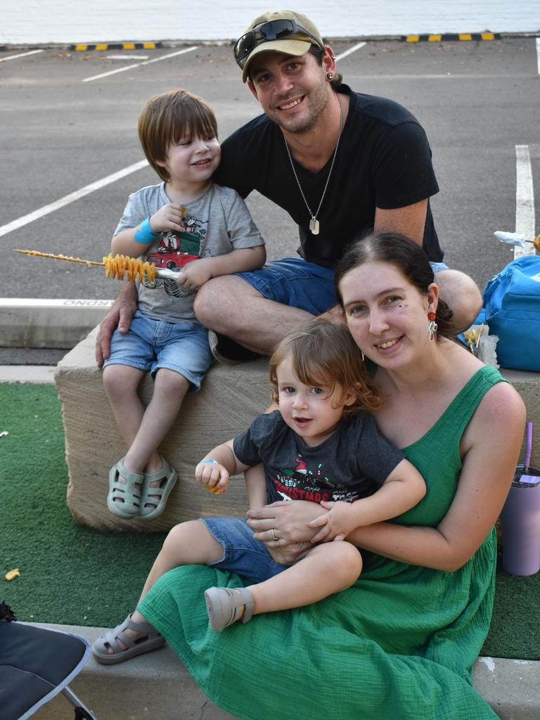 Marnie, Jarod, Jackson and Jasper Boon at the CBD Christmas Fair in Rockhampton on December 3, 2022.