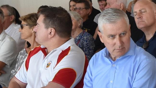 FEDERAL FEUD: Member for Wide Bay Llew O'Brien and Deputy Prime Minister Michael McCormack forced a united front at the official opining of Sunshine Beach Surf Lifesaving Club back in February. Photo: Caitlin Zerafa