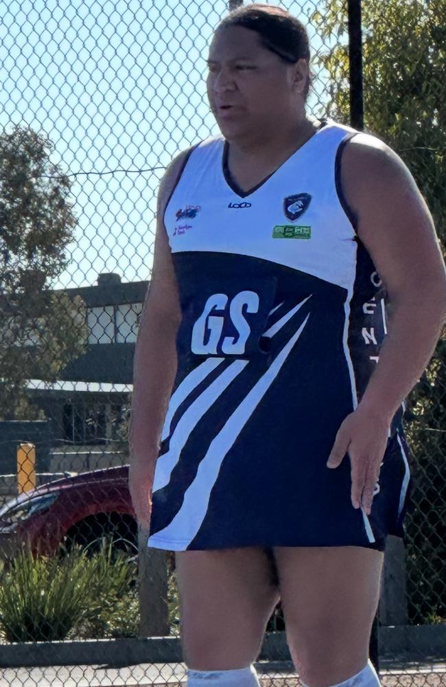 Transgender netballer Manawa Aranui playing for Melton Central Netball Club.