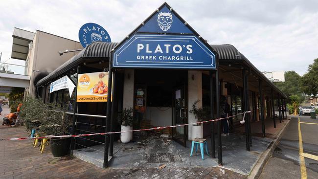 Platos Greek Chargrill at Walkerville was destroyed in the fire in early September. Picture: Ben Clark