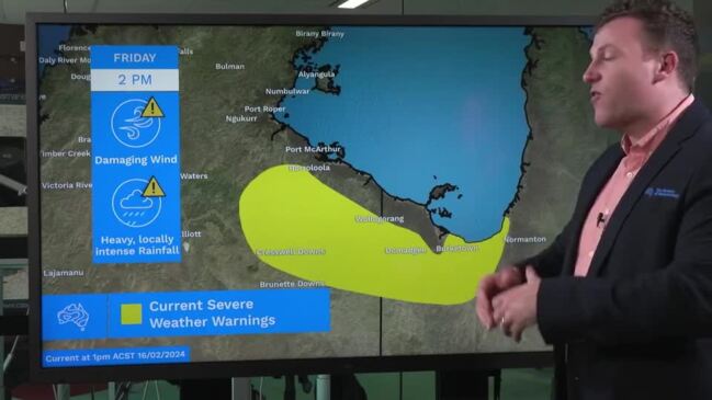 Severe Weather Update 16 February 2024: Category 1 Tropical Cyclone Lincoln to cross the NT coast