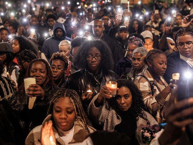 A candlelit vigil is held for Elianne Andam, a 15-year-old girl who was stabbed to death on her way to school, in Croydon, London. Picture: Dan Kitwood/Getty Images