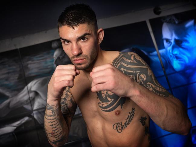 Michael Zerafa training at his gym before the planned fight with Tim Tsuzu. Picture: Tony Gough