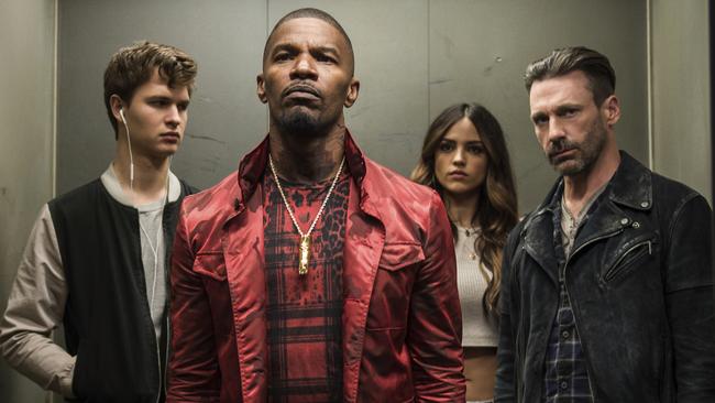 Ansel Elgort, Jamie Foxx, Eiza Gonzalez and Jon Hamm in Baby Driver.