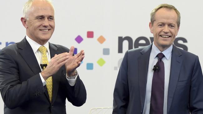 Turnbull and Shorten might be neck and neck in the polls, but we all know how this is going to end, right? Picture: Lukas Coch / AP