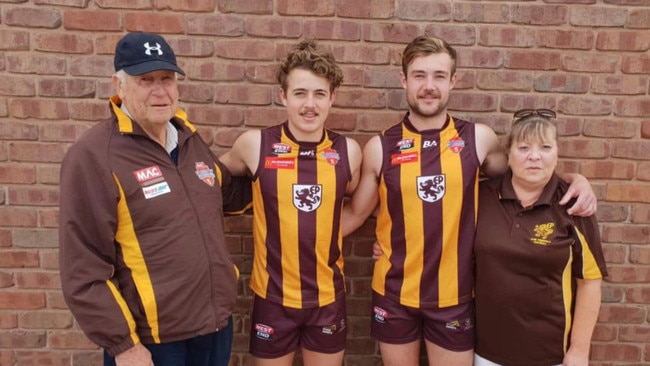 Harlee Chandler (middle, left) with brother Jesse Chandler. Picture: Western Eyre Football League