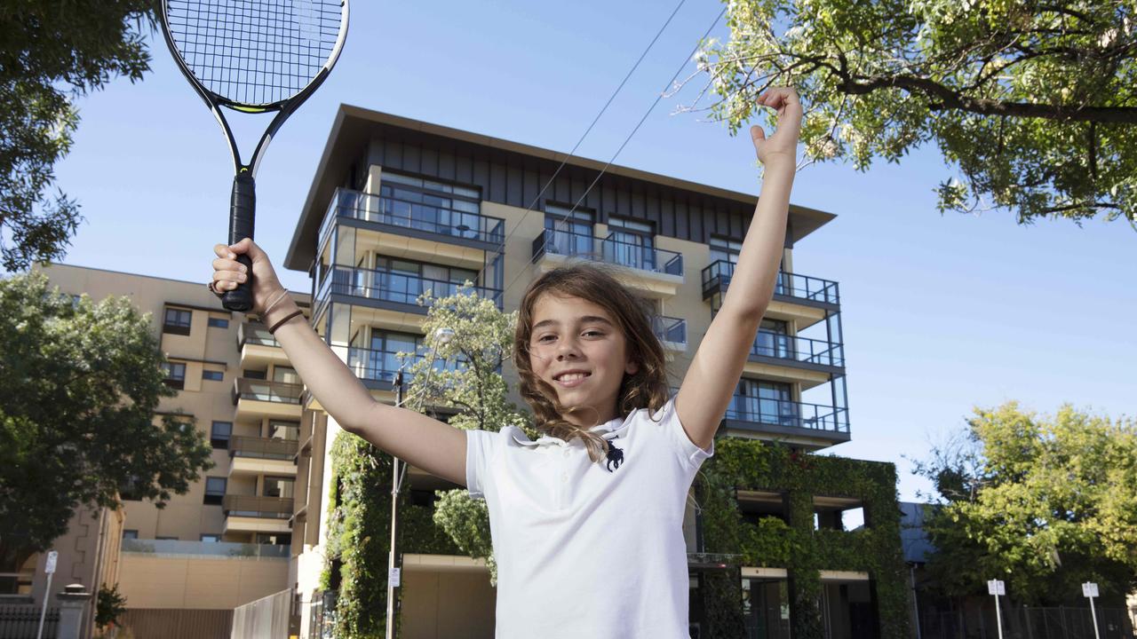 Ava Moukachar wants to play in the Australian Open when she grows up. Picture: Emma Brasier