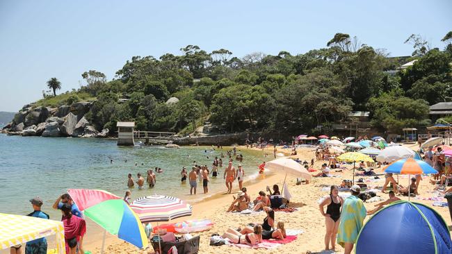 Crowds at Camp Cove Beach, a popular tourist destination in the summer months. Picture: Tim Hunter.