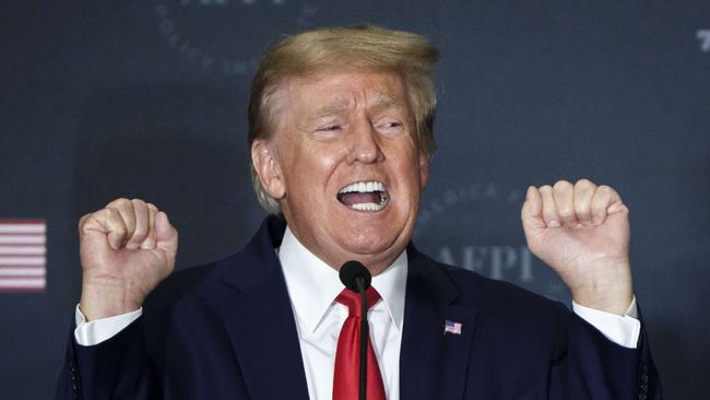 Donald Trump speaks at the America First Agenda Summit in Washington. Picture; AFP.