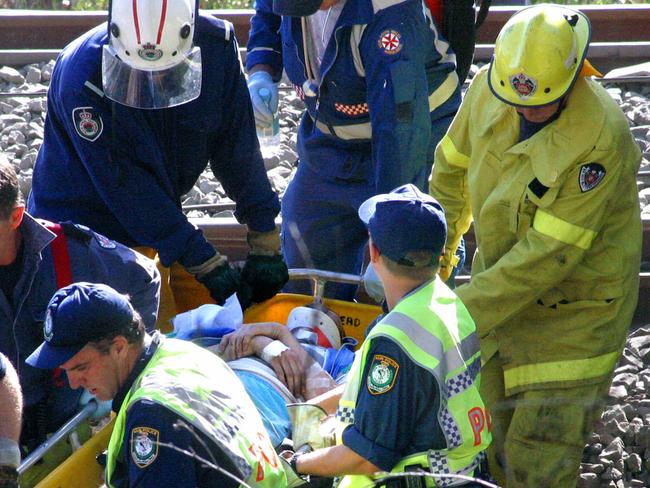 Emergency workers at the crash scene.