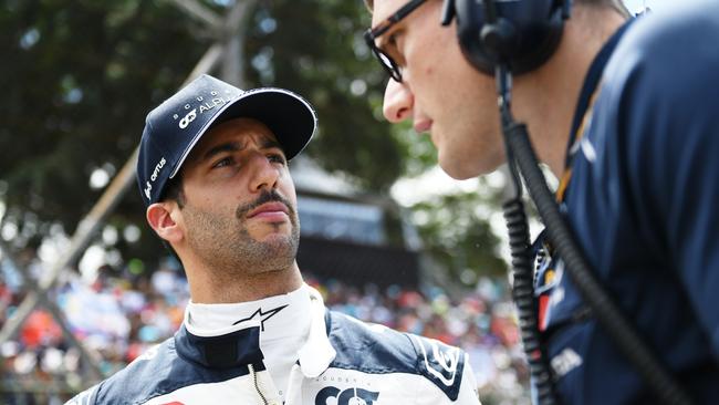 SAO PAULO, BRAZIL - NOVEMBER 05: Daniel Ricciardo of Australia and Scuderia AlphaTauri prepares to drive on the grid prior to the F1 Grand Prix of Brazil at Autodromo Jose Carlos Pace on November 05, 2023 in Sao Paulo, Brazil. (Photo by Rudy Carezzevoli/Getty Images)