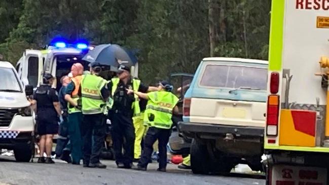 A fatal crash involving a school bus at Wolvi contibuted to the Wide Bay Burnett recording mroe than two dozen road deaths this year, the worst of any region in Queensland. Photos: Scott Kovacevic