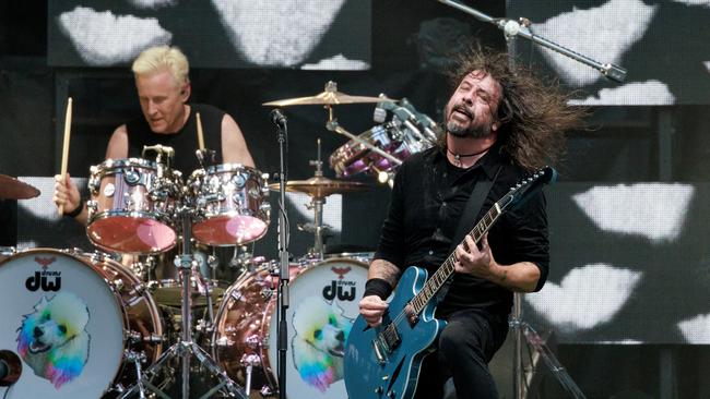 Dave Grohl performs with the Foo Fighters at AAMI Park. Picture: David Geraghty