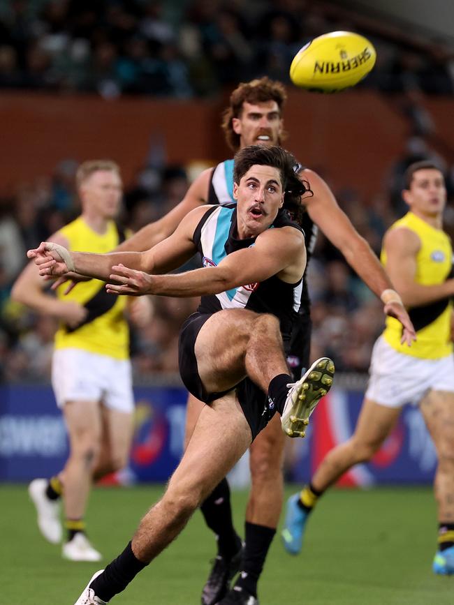 The defender looked comfortable at the level on debut. Picture: James Elsby/AFL Photos/Getty Images