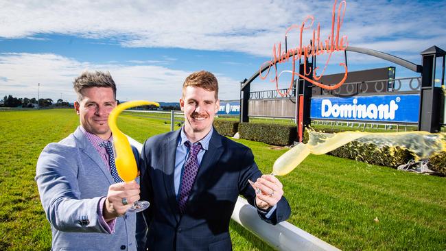 Chris and Ben Thomas are giving up the booze this month to raise funds for blood cancer support after their dad, SA racing identity David Thomas, died suddenly aged 64 of acute myeloid leukaemia in May 2021 – just a day after being diagnosed. Picture: Tom Huntley