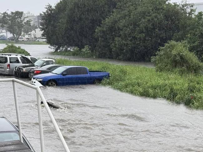 A carpark flooded at Rocklea. Picture: Michelle Pavey