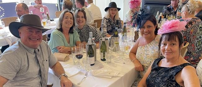 Melbourne Cup in Port Macquarie: Rob Gates, Tina and Amy Woodward, Shirley O'Keeffe, Kim Bennett and Maxine Covel at Tacking Point Tavern.