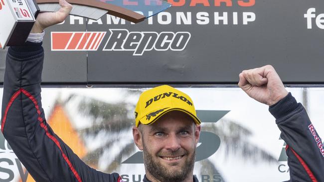 Shane van Gisbergen Van Gisbergen was noticeably quiet when addressing the media in Newcastle. Picture: Getty Images.